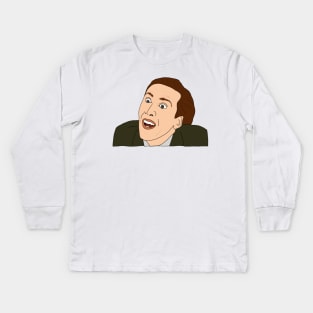 Nic Cage Derp Face Kids Long Sleeve T-Shirt